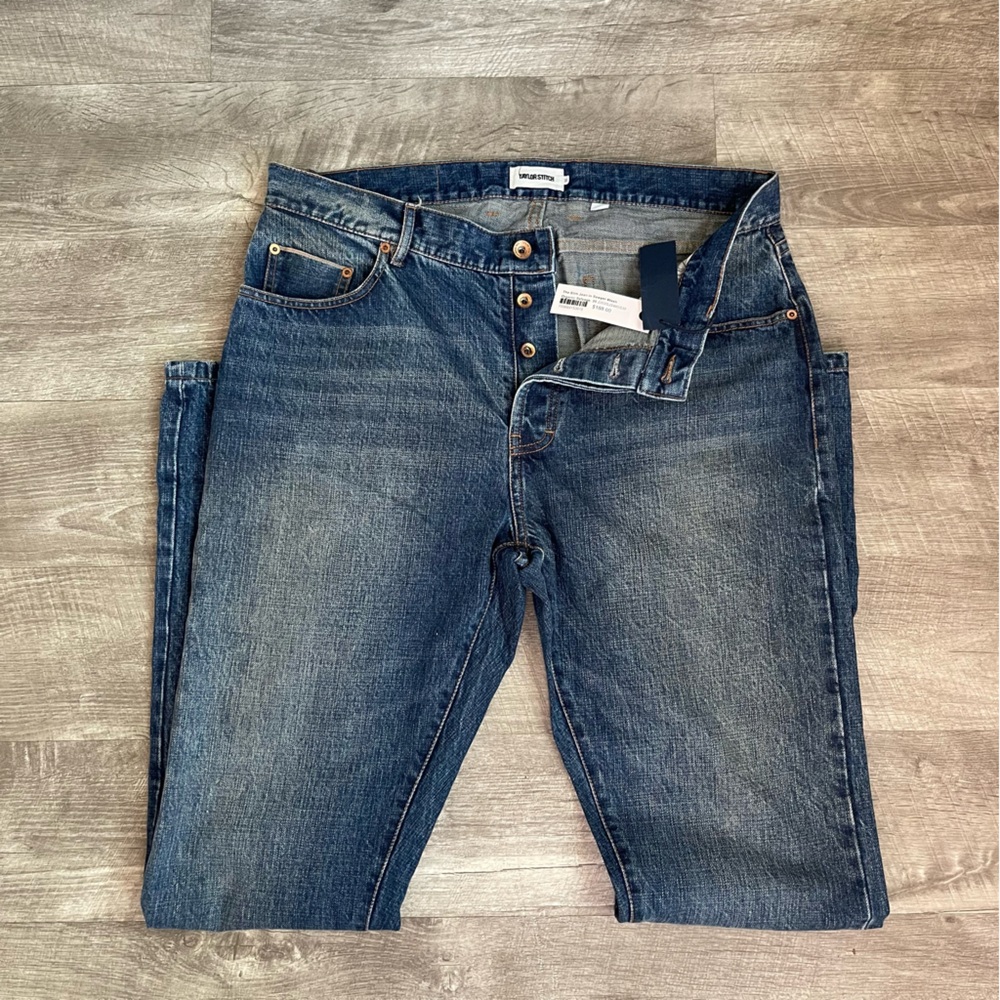 Taylor Stitch The Slim Jean in Sawyer Wash Organic Selvage Denim Jeans Sz 35 NWT